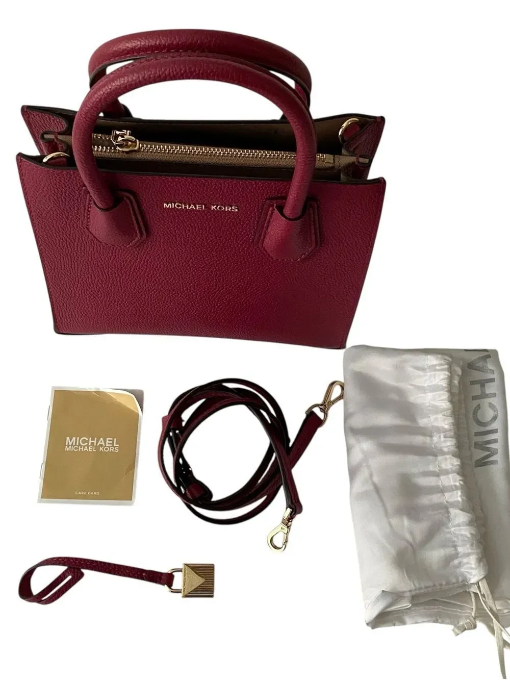 Michael Kors Pebbled Satchel in Wine
